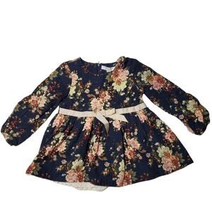 Richie House Floral Long Sleeve Toddler Girl Dress Crochet Bottom Layer 3 1253